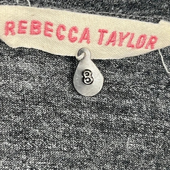 Rebecca Taylor Silk Diamond Print Baseball Tee 3/4 Sleeve Size 8 Crewneck Relax - Picture 7 of 10